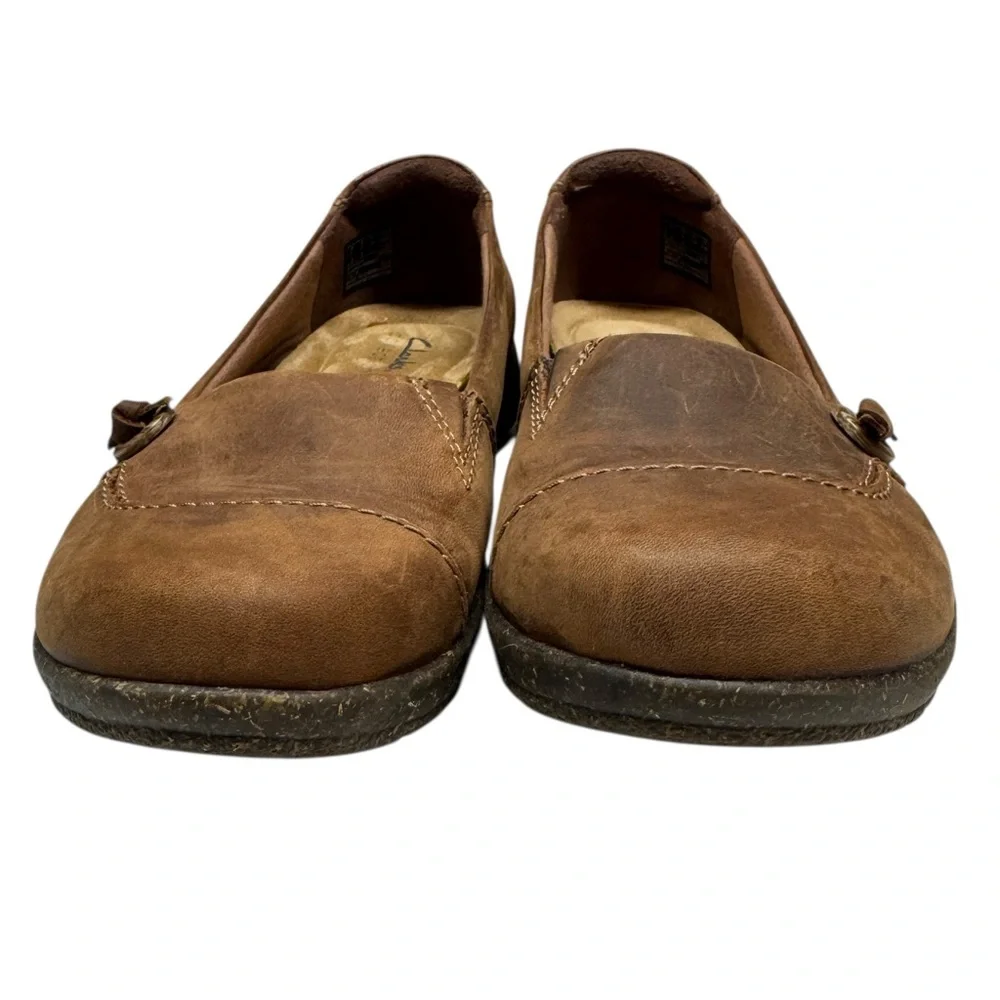 Clarks Roseville Sky Brown Leather Slip-On Loafers Shoes Womens 8 career office - Picture 7 of 15